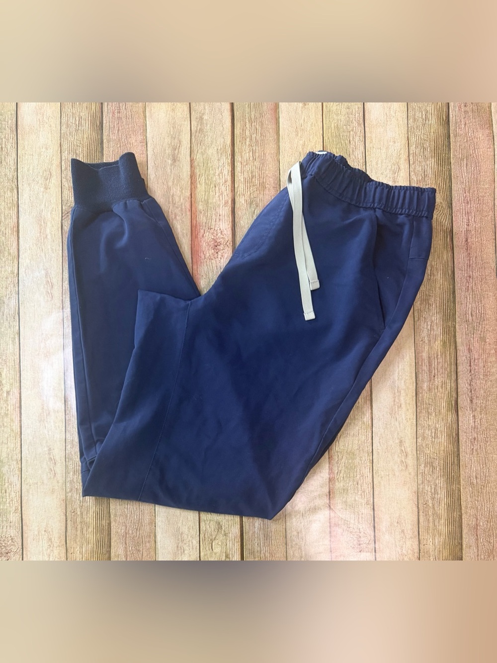 Figs Navy Joggers with Light Gray Drawstring
